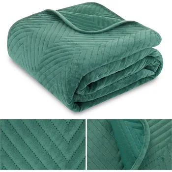 Prostěradlo Přehoz na postel Łóżkoholicy velur 170 cm x 210 cm zelený