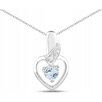 Přívěsek STŘÍBRNÝ PŘÍVĚSEK S PŘÍRODNÍM MODRÝM TOPAZEM A DIAMANTEM