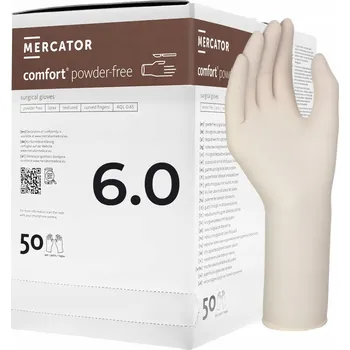 Vyšetřovací rukavice Comfort LATEKSOVÉ CHIRURGICKÉ RUKAVICE STERILNÍ BEZPUDROVÉ vel. 6.0 - 50 párů