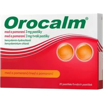 Lék na bolest, zánět a horečku Orocalm med a pomeranč 3mg 20 pastilek
