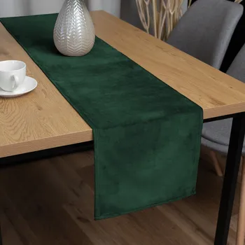 ubrus Sametový běhoun na stůl Velvet Premium SVP-040 Lesní zelená 35x120 cm