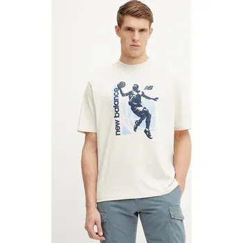 Pánské tričko Bavlněné tričko New Balance MT51605LIN béžová 01X, vel. XL