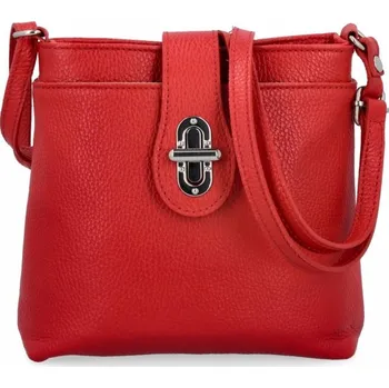 Kabelka Elegantní Italská Kožená Kabelka Listonoška 201 Červená