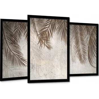 Obraz 3 OBRAZY V RÁMU NA ZEĎ OBÝVACÍ POKOJ BOHO LISTY PEŘÍ