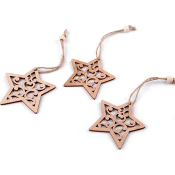 Vánoční dekorace Vánoční dřevěná hvězda, barva 4 hnědá přírodní hvězda
