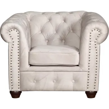 Křeslo Křeslo Chesterfield Oxford - Meble Ropez madryt 920 white, cvoky v barvě starého zlata, dřevo 98x77 cm