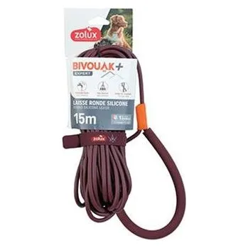 Vodítko pro psa Vodítko pes BIVOUAK kulaté,silik.6mm/15m červená Zolux