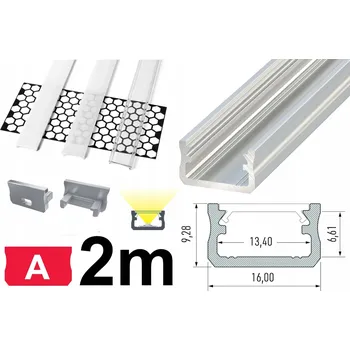 LED osvětlení HLINÍKOVÝ LED PROFIL TYP A STŘÍBRNÝ 2M PRO PÁSKY