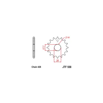 Řetězová sada pro motocykl Řetězové kolečko JT JTF 558-16 16 zubů, 428