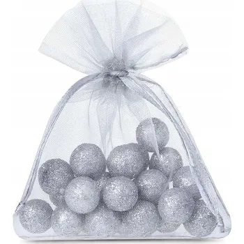 Svatební dekorace STŘÍBRNÉ ORGANZOVÉ SÁČKY JAKO PODĚKOVÁNÍ PRO SVATEBNÍ HOSTY 10x15 CM 10 KS.