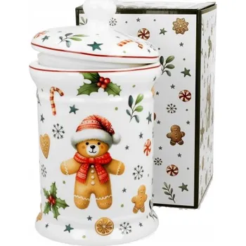 Dóza na potraviny PORCELÁNOVÁ NÁDOBA S VÍKEM NA SUŠENKY PERNÍKY DUO VÁNOCE 0,8 L