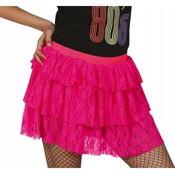 Dámská sukně KRAJKOVÁ SUKNĚ RŮŽOVÁ S KRAJKOU A 3 VOLÁNY