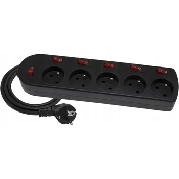 Napájecí kabel Prodlužovací Kabel lišta Elgotech 1,5 m 5 ks černá