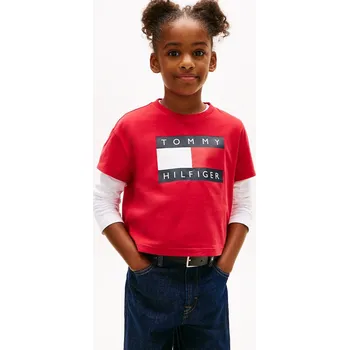 Dětské bavlněné tričko Tommy Hilfiger KG0KG09289.116.122.PPY2 červená 33X, vel. 116