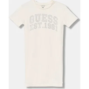 Dámské oblečení Dětské bavlněné šaty Guess J6RK00.KA6R4.PPY2 béžová 01X, vel. 147-157