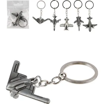 Teddies Dětská kovová klíčenka letadlo 6 cm mix motivů