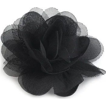 Šifónový květ Ø8 a 9 cm černá 4 ks