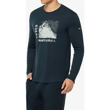 Pánská mikina Mikina bez kapuce Super.natural Super Mountain LS - blueberry/various