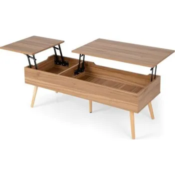 Nábytek Konferenční stolek s výklopnou deskou a 2 skrytými přihrádkami JV10414, hnědý - A COSTWAY