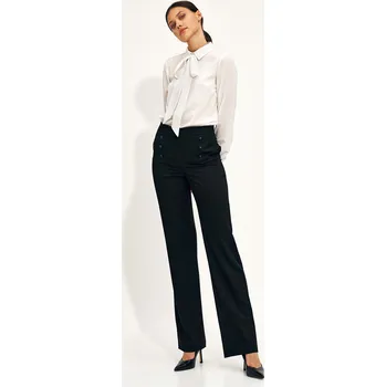 Dámské široké kalhoty s vysokým pasem NIFE Barva: Černá, Velikost: S