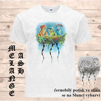 Chlapecké tričko detske-bavlnene_tricko_uv_potisk_leguan Barva: Heather grey - vřesově šedá, velikost: 104