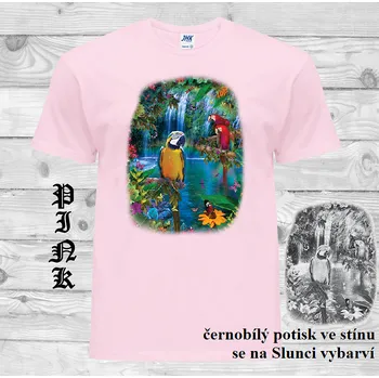 detske-bavlnene_tricko_uv_potisk_laguna_papousku Barva: Pink - růžová, velikost: 164