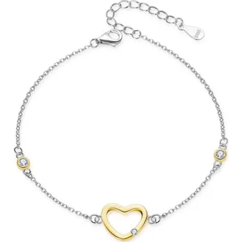 Náramek MOISS stříbrný náramek BICOLOR GOLD SRDCE