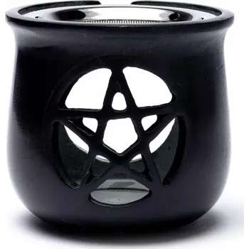 Mani Bhadra Mani Bhadra Kadidelnice Vykuřovací miska Pentacle Mastek černý, 8,5 x 9 cm