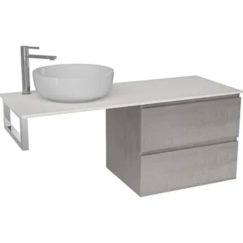 Koupelnový nábytek CERANO - Deska z litého mramoru Elanys - 120x46,5x1,2 cm - skříňka Carole 59 cm - betonově šedá - konzole chrom