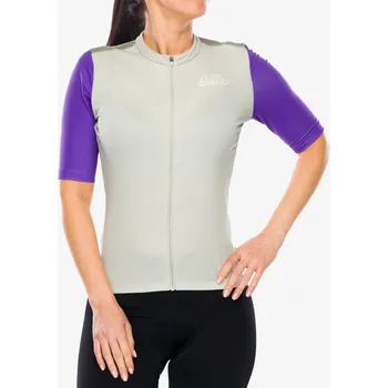 Dámské oblečení Cyklo triko dámské Odlo Essential Heritage Print T-Shirt S/U Collar S/S Full Zip - agate gray