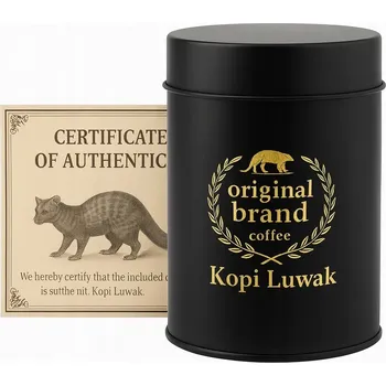 Káva Kopi Luwak, exkluzivní zrnková káva získaná z trusu cibetek, 150 g.