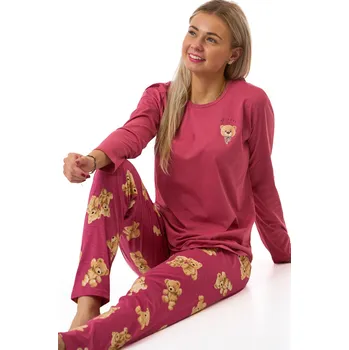 Dámské pyžamo Dámské malinové pyžamo s motivem plyšových medvídků 1B2265 růžová xxl