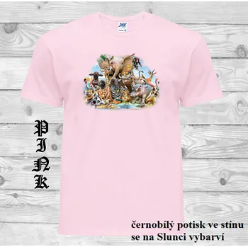 Dívčí tričko detske-tricko_uv_potisk_africka_zviratka Barva: Pink - růžová, velikost: 104