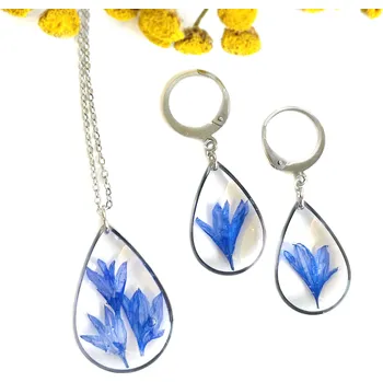 Souprava šperků Šperk z pravých květin - Set Chrpa