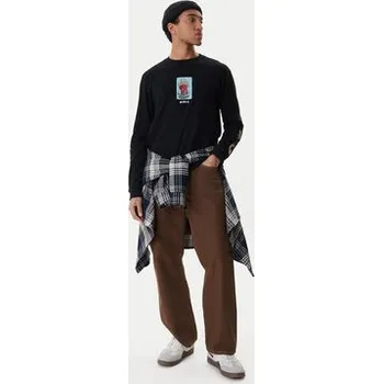 Dámská móda RVCA Kalhoty z materiálu Dayshift 23A113502 Hnědá Relaxed Fit 29