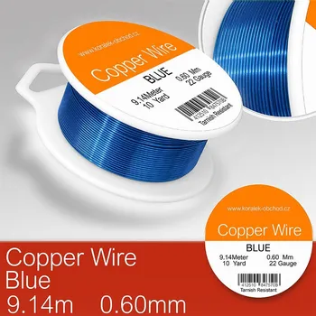 Vázací drát Drátek měděný velikost 0,6mm v délce 9m . Barva BLUE