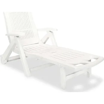 Zahradní lehátko vidaXL Marketos Zahradní lehátko s podnožkou plast bílé
