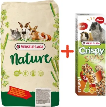 Krmivo pro hlodavce VERSELE-LAGA Cuni Nature 9kg + VERSELE LAGA Crispy Sticks Rabbits-Guinea Pigs Fruit 110 g – 2 ovocné tyčinky pro králíky a morčata ZDARMA