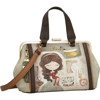 Anekke kabelka s kovovým rámem a popruhem Muse zlatá