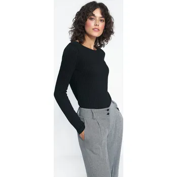 Dámská halenka Pletená halenka s dlouhým rukávem B157 NIFE Barva: Černá, Velikost: M