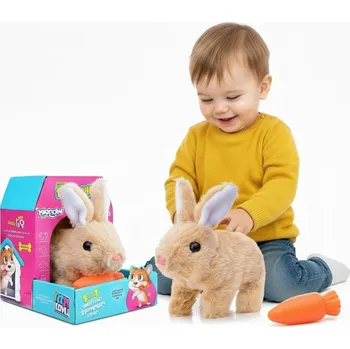 plyšák Woopie Interaktivní plyšový zajíček WOOPIE s mrkví béžový