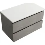 CERANO - Koupelnová skříňka Carole s deskou pod umyvadlo z litého mramoru Elanys - 12 mm - betonově šedá - 100x49,8x46,5 cm