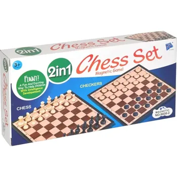 Desková hra Wiky Šachy + dáma 2v1 magnetické
