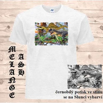 Chlapecké tričko detske-bavlnene_tricko_uv_potisk_dinosauri Barva: Heather grey - vřesově šedá, velikost: 152
