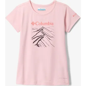 Dívčí oblečení Dívčí tričko Columbia Tech Trail Short Sleeve Graphic Shirt - satin pink/ridge line