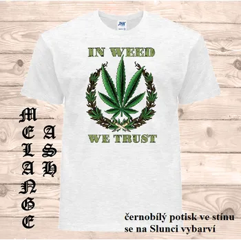 Chlapecké tričko detske-bavlnene_tricko_uv_potisk_cannabis_konopi Barva: Heather grey - vřesově šedá, velikost: 152