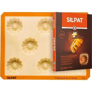 Betonová forma Silpat ES-02462-99 Perfect Fluted Cake Forma, Mini dort s vroubkovaným vzorem, Silikonová, 38
