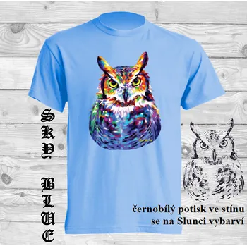 detske-bavlnene_tricko_uv_potisk_neonova_sova Barva: Sky blue - nebesky modrá, velikost: 152