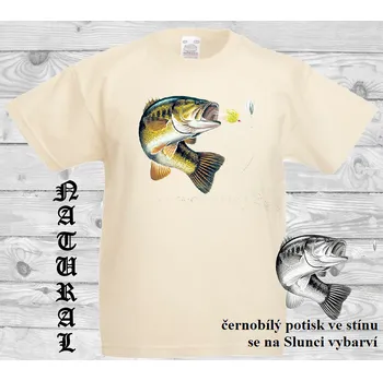 Chlapecké tričko detske-bavlnene-tricko-uv-potisk-okoun Barva: Natural - přírodní, velikost: 140