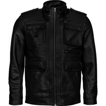 Pánská casual bunda Pánská Kožená Bunda Agent Hanz Brixton Černá Velikost: 4XL